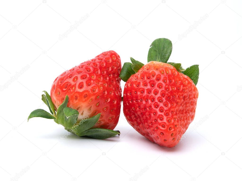 Japanese Strawberries isolated on White Background. close up