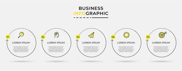Modèle Conception Infographie Entreprise Vectoriel Avec Des Icônes Cinq Options — Image vectorielle