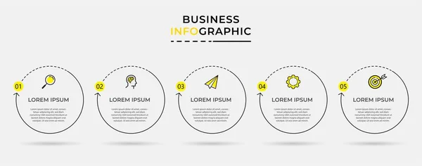 Modelo Infográfico Negócios Vetor Com Ícones Cinco Opções Passos Pode — Vetor de Stock