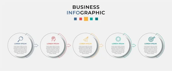 Business Infografik Design Vorlage Vector Mit Symbolen Und Fünf Optionen — Stockvektor