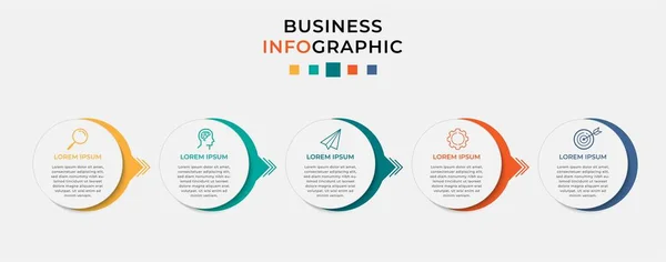Business Infografik Design Vorlage Vector Mit Symbolen Und Fünf Optionen — Stockvektor