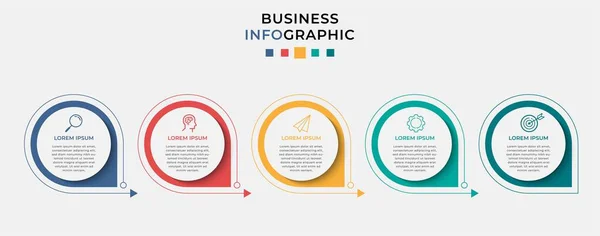 Business Infografik Design Vorlage Vector Mit Symbolen Und Fünf Optionen — Stockvektor