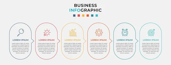 Business Infografik Design Vorlage Vector Mit Symbolen Und Sechs Optionen — Stockvektor