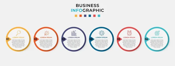 Business Infografik Design Vorlage Vector Mit Symbolen Und Sechs Optionen — Stockvektor