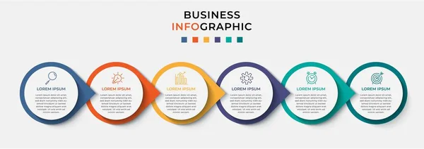 Business Infografik Design Vorlage Vector Mit Symbolen Und Sechs Optionen — Stockvektor