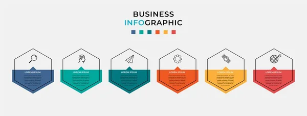 Business Infografik Design Vorlage Vector Mit Symbolen Und Sechs Optionen — Stockvektor