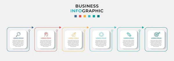 Business Infografik Design Vorlage Vector Mit Symbolen Und Sechs Optionen — Stockvektor