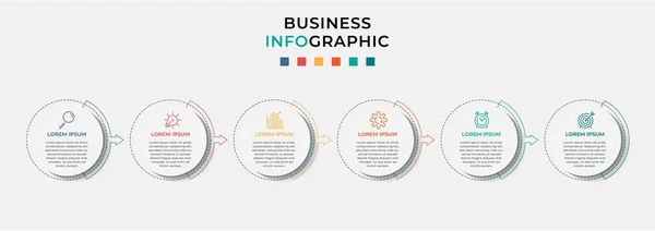 Business Infographic Design Template Vector Avec Des Icônes Six Options — Image vectorielle