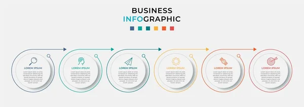 Business Infografik Design Vorlage Vector Mit Symbolen Und Sechs Optionen — Stockvektor