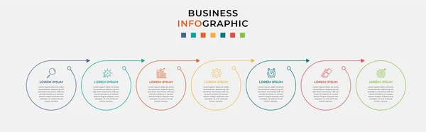 Minimale Geschäftsinformationsgrafik Vorlage Zeitachse Mit Schritten Optionen Und Marketing Symbolen — Stockvektor