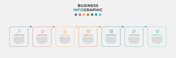 Minimale Geschäftsinformationsgrafik Vorlage Zeitachse Mit Schritten Optionen Und Marketing Symbolen — Stockvektor