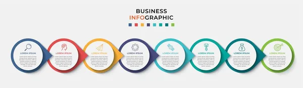 Minimalny Szablon Infografiki Biznesu Linia Czasowa Krokami Opcjami Ikonami Marketingowymi — Wektor stockowy