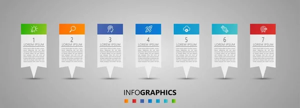 Business Infographic Design Template Wektor Ikonami Siedmioma Opcjami Lub Krokami — Wektor stockowy