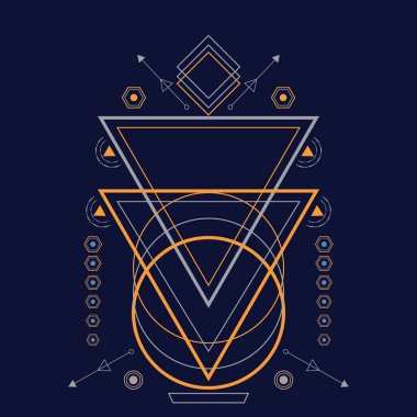 Soyut kutsal geometri el çizimi vektör illüstrasyon süsü