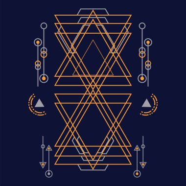 Soyut kutsal geometri el çizimi vektör illüstrasyon süsü