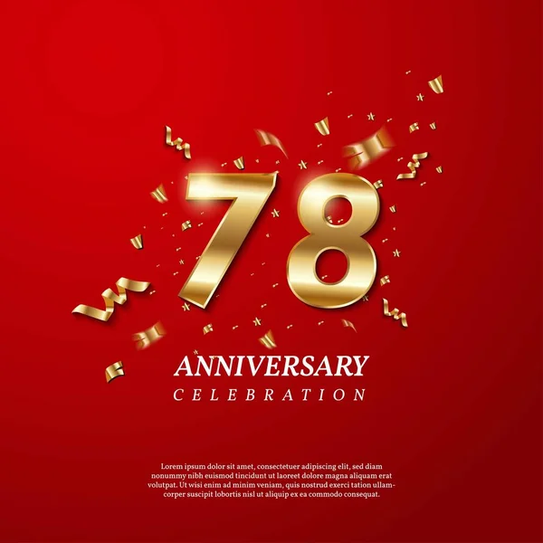 78Ste Verjaardagsfeest Gouden Nummer Met Sprankelende Confetti Sterren Glitters Streamer — Stockvector