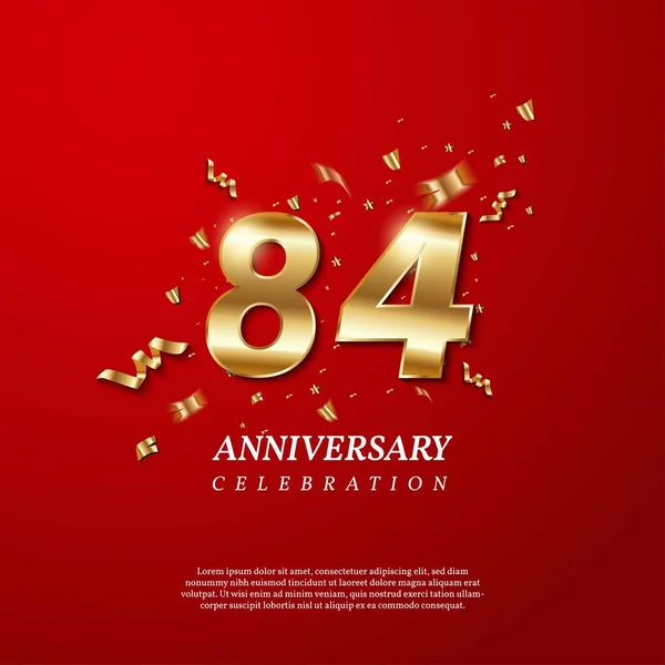 Celebración Del 84º Aniversario Número Dorado Con Confeti Espumoso Estrellas — Archivo Imágenes Vectoriales
