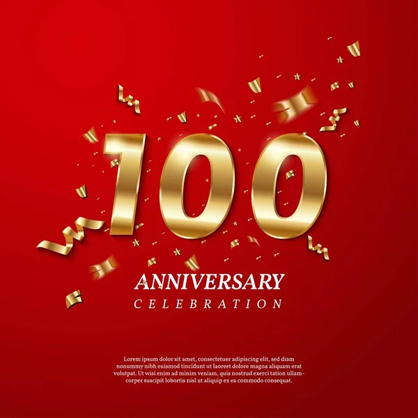 100 Jarig Jubileum Gouden Nummer 100 Met Sprankelende Confetti Sterren — Stockvector