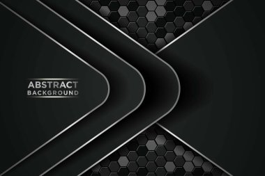 Çember ve siyah örtüşen katmanlı koyu soyut bir zemin. Gümüş liste ve gümüş simler altıgen desenli arka plan üzerindeki noktalar elementi