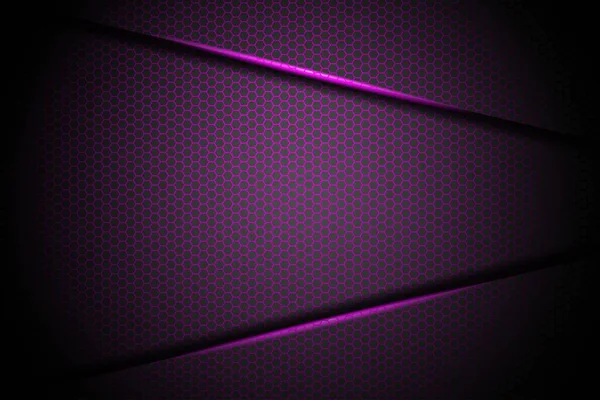 Flèche Violette Abstraite Ligne Lumineuse Sur Motif Hexagone Design Moderne — Image vectorielle