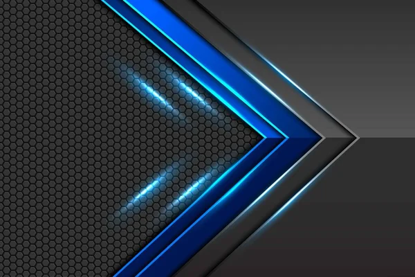 Flecha Gradiente Azul Abstrato Preto Com Malha Hexágono Design Sombra — Vetor de Stock