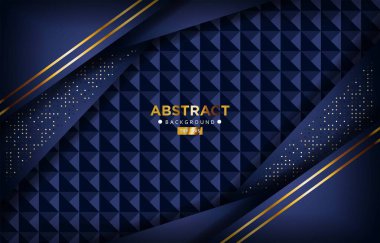 Lükslü 3D koyu lacivert arka planda altın çizgiler altın parlıyor. Zarif modern arka plan. EPS10 vektörü