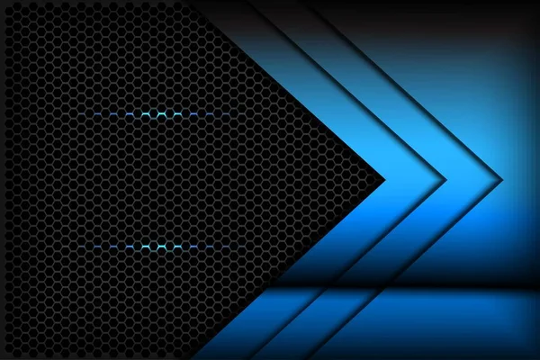 Αφηρημένη Μπλε Κλίση Βέλος Μαύρο Εξάγωνο Πλέγμα Και Μπλε Σκιά — Διανυσματικό Αρχείο