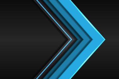 Koyu gri boş alan dizaynı üzerinde soyut mavi ok metalik yönü modern lüks fütüristik arka plan çizimi