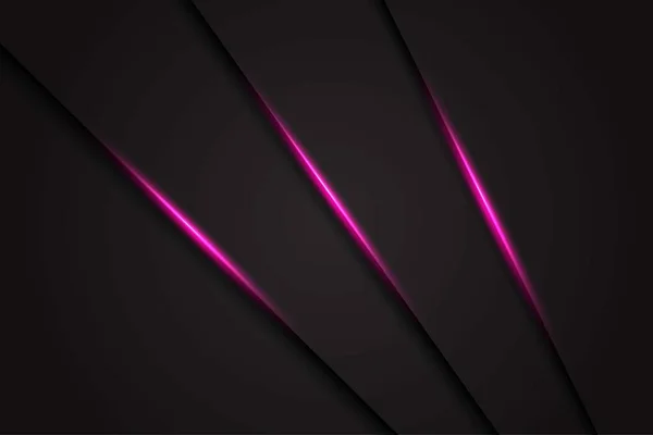 Tranche Abstraite Triangle Gris Foncé Avec Ligne Lumière Rose Sur — Image vectorielle