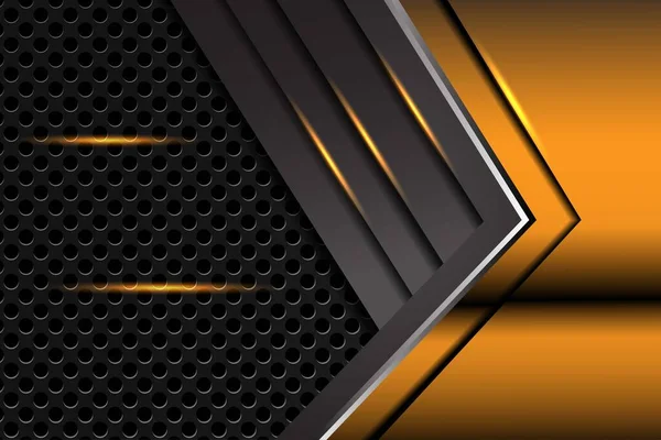 Soyut sarı ışık gradyan gri gümüş ok metalik yön lüks üst üste dizayn modern fütürist arkaplan çizimi.