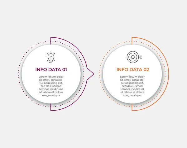 Business Infographic tasarım şablonu simge ve 2 seçenek veya basamaklı Vektör. İşlem şeması, sunumlar, iş akışı düzeni, afiş, akış şeması, bilgi grafiği için kullanılabilir