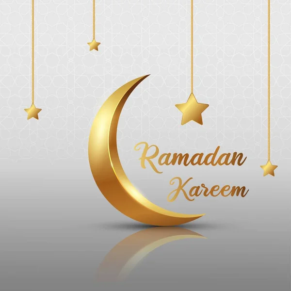 Ramadan Kareem Islamic Design Crescent Moon Start Pattern Calligraphy — Stock Vector