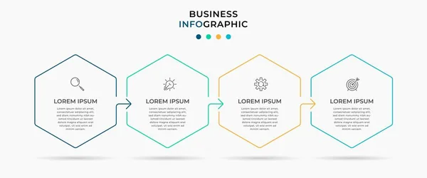 Bilgi grafikleri tasarım vektörü ve pazarlama simgeleri iş akışı düzeni, diyagram, yıllık rapor ve web tasarımı için kullanılabilir. 4 seçeneği, adımı veya süreci olan iş konsepti.