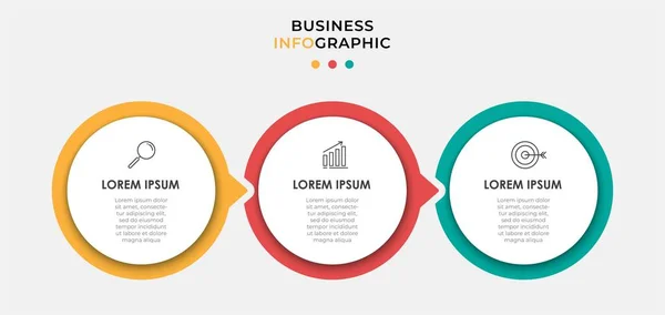 Vector Infographic Circle etiket tasarımı iş şablonu simgeleri ve 3 seçenek veya adımla. İşlem şeması, sunumlar, iş akışı düzeni, afiş, akış şeması, bilgi grafiği için kullanılabilir