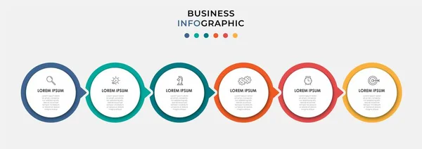 Modelo Negócio Design Etiquetas Círculo Infográfico Vetorial Com Ícones Opções — Vetor de Stock