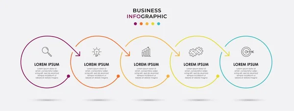 Modèle Entreprise Conception Cercle Mince Infographie Vectorielle Avec Des Icônes — Image vectorielle