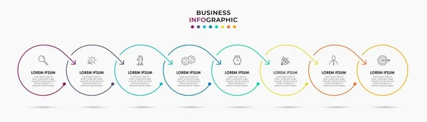 Modello Business Design Cerchio Sottile Infografica Vettoriale Con Icone Opzioni — Vettoriale Stock