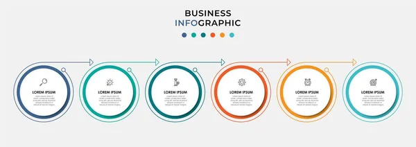 具有图标和6个选项或步骤的向量Infographic设计业务模板 可用于流程图 工作流布局 流程图 信息图 — 图库矢量图片