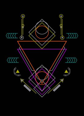 Arka plan için kutsal geometri süsleme vektör tasarımı ögeleri