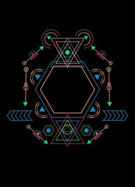 Arka plan için kutsal geometri süsleme vektör tasarımı ögeleri