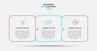 Business Infographic tasarım şablonu simge ve 3 seçenek veya basamaklı Vektör. İşlem şeması, sunumlar, iş akışı düzeni, afiş, akış şeması, bilgi grafiği için kullanılabilir