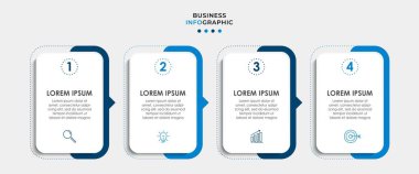 Business Infographic tasarım şablonu simge ve 4 seçenek veya basamaklı Vektör. İşlem şeması, sunumlar, iş akışı düzeni, afiş, akış şeması, bilgi grafiği için kullanılabilir