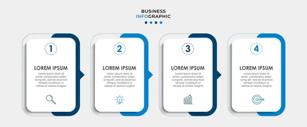Business Infographic tasarım şablonu simge ve 4 seçenek veya basamaklı Vektör. İşlem şeması, sunumlar, iş akışı düzeni, afiş, akış şeması, bilgi grafiği için kullanılabilir