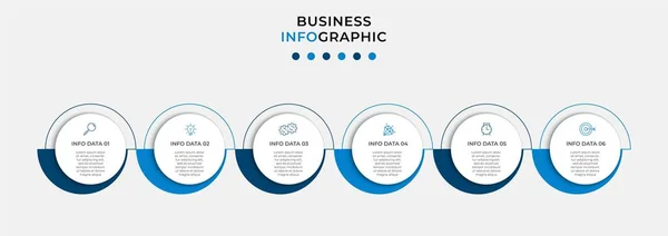 Minimalny Szablon Infografiki Biznesu Linia Czasowa Krokami Opcjami Ikonami Marketingowymi — Wektor stockowy