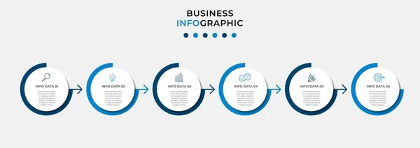 Minimale Geschäftsinformationsgrafik Vorlage Zeitachse Mit Schritten Optionen Und Marketing Symbolen — Stockvektor