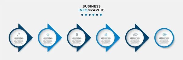 Minimale Geschäftsinformationsgrafik Vorlage Zeitachse Mit Schritten Optionen Und Marketing Symbolen — Stockvektor