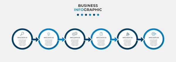 Modèle Minimal Infographie Entreprise Chronologie Avec Étapes Options Icônes Marketing — Image vectorielle