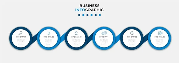 Modèle Minimal Infographie Entreprise Chronologie Avec Étapes Options Icônes Marketing — Image vectorielle