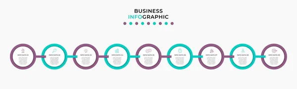 向量Infographic设计用图标和9个选项或步骤来说明业务模板 可用于流程图 工作流布局 流程图 信息图 — 图库矢量图片