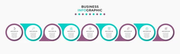 向量Infographic设计用图标和9个选项或步骤来说明业务模板 可用于流程图 工作流布局 流程图 信息图 — 图库矢量图片